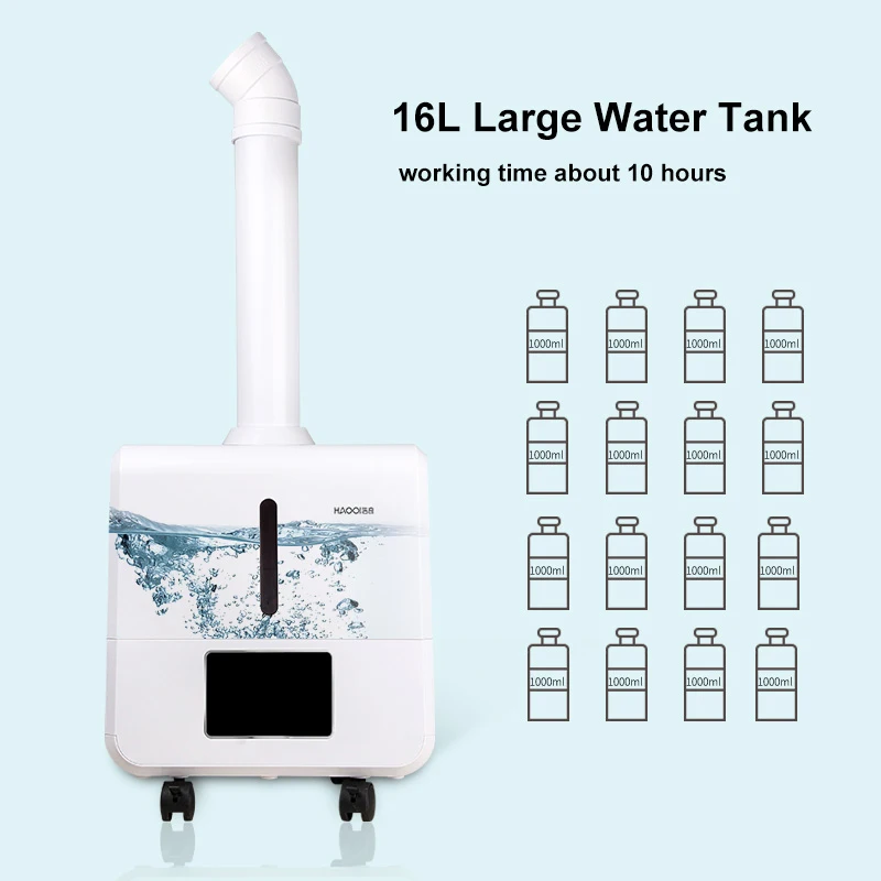 CE Large 16L Industrial Ultrasonic Fog Air Humidifier Machine with Auto refilling Device for Mushroom 3000ml/h Evaporation