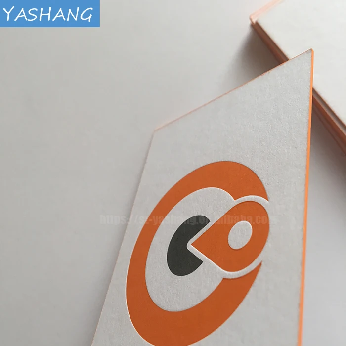 Orange color printing edge visiting card custom orange embossed/debossed business card