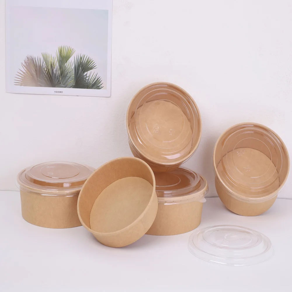 wholesale disposable square round paper cup heatable kraft waterproof customwith PE lid