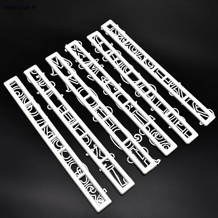 
6Pcs Cute Alphanumeric Fondant Cake Decoration Tools Plastic Biscuit Mold Cake Rim Decoration Molds Baking Letter Mold 