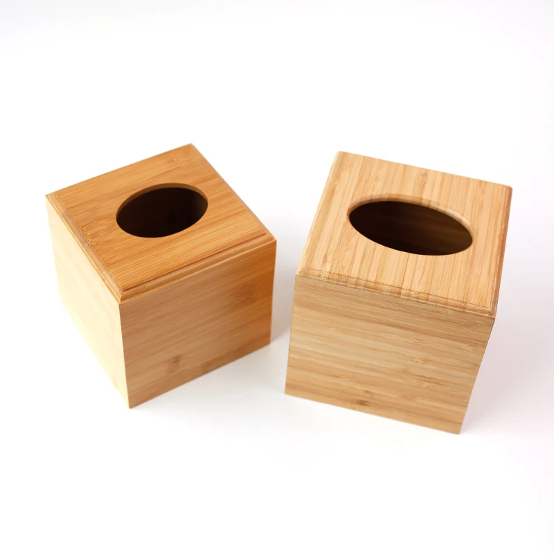 Custom Premium-Quality Bamboo Household Tissue Box Cover Bamboo Tissue Box Storage Paper Holder For Restaurant Hotel Bathroom