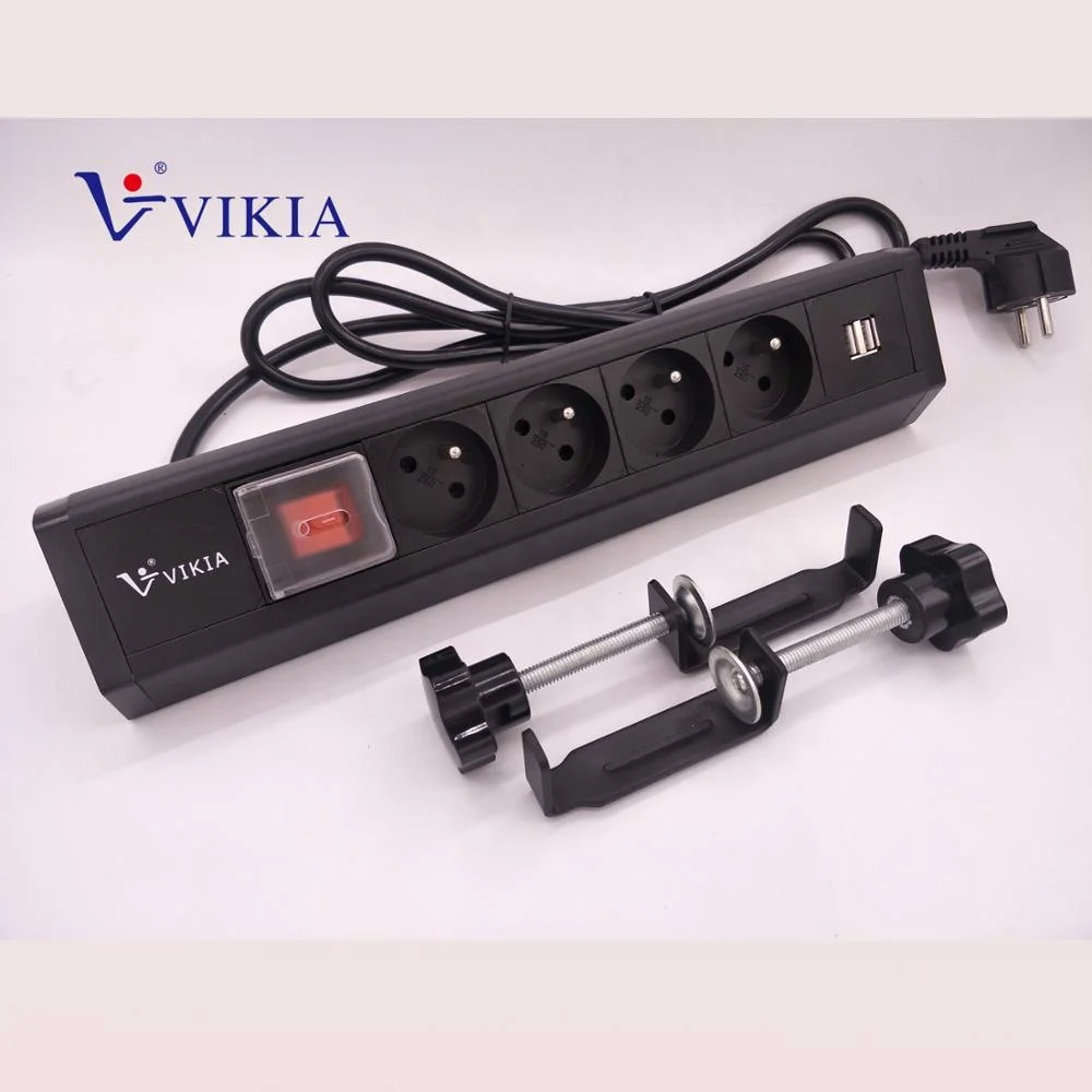 4ways French type with 2 USB ports desktop socket