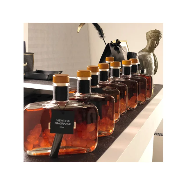 500ml Whisky style diffuser Air Freshening Glass Bottle Hotel Home Aromatherapy Flameless Essential Oil Diffuser Reed Diffuser
