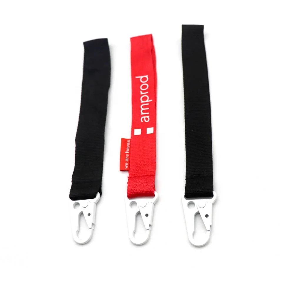 
High Quality Carabiner Lanyard Short Lanyard with White Metal Buckle Wrist Bamboo Lanyard For Keys 