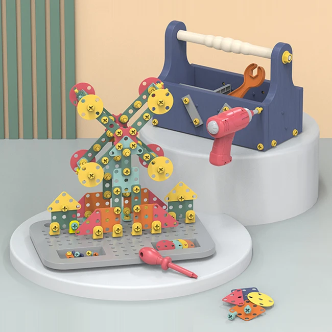 Tool basket DIY small pellet patch block toy rich accessories interesting building blocks bricks toys for kids educational