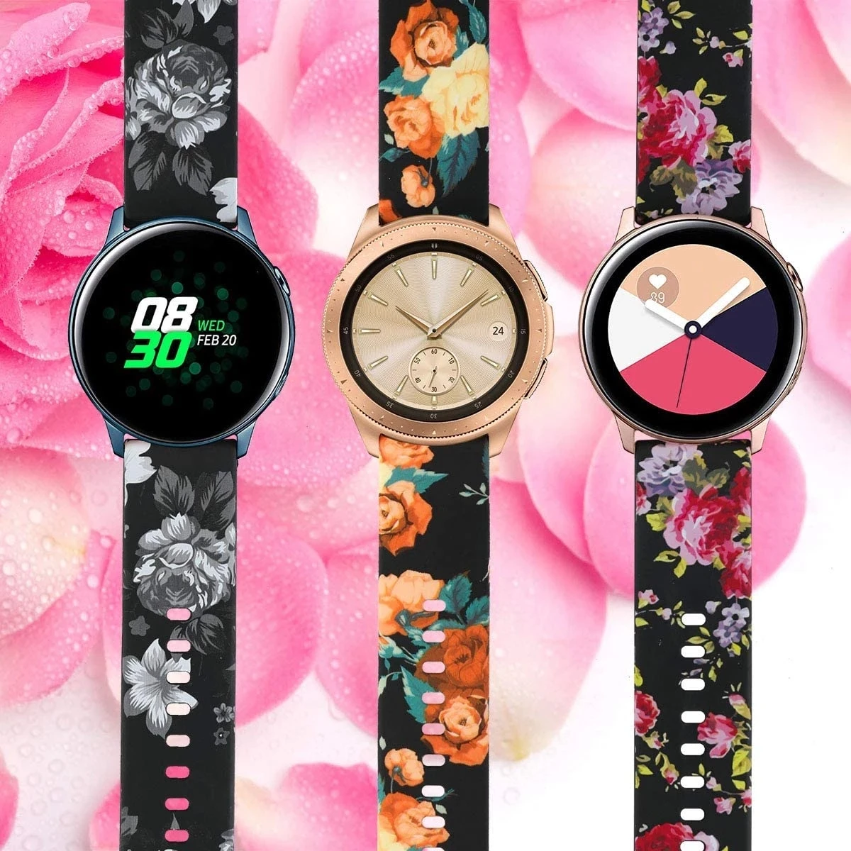 Women Printed Band for Samsung Galaxy Watch 5 pro/4 Silicone Sport 22mm 20mm flower leopard Bracelet replacement watch strap
