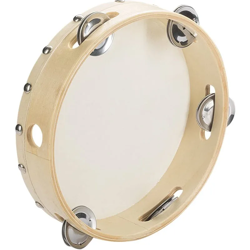 Hot selling custom logo Various Colors Adjustable  wooden tambourine musical instruments for kids toys