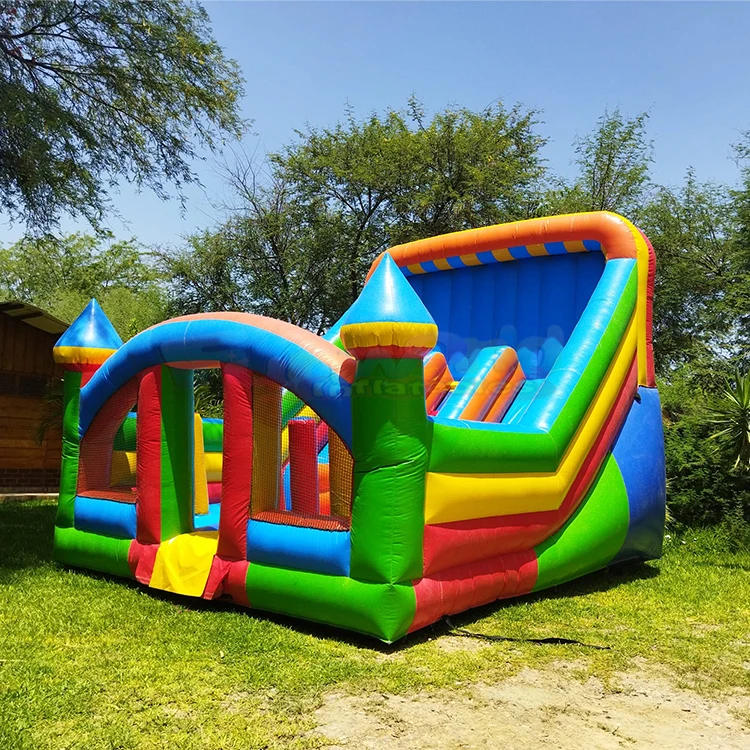 Outdoor backyard waterslide commercial colorful toboggan water slide inflatable with pool game jumping kids and adults