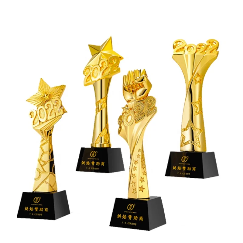 2022 new design champions league metal trophy employee recognition resin award customize crystal trophy