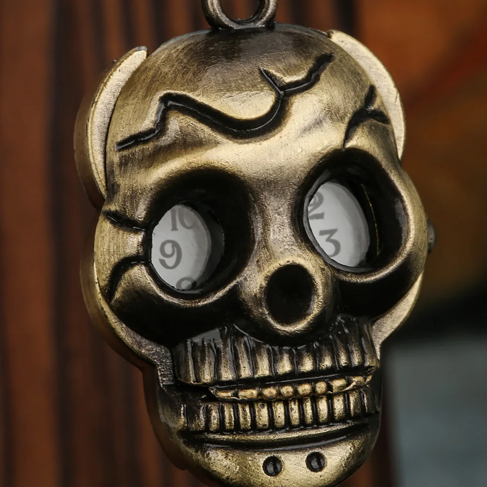 Antique Small Death Skull Necklace Pendant Mystery Hell Jewelry Clock Retro Metal Steampunk Pocket Watch