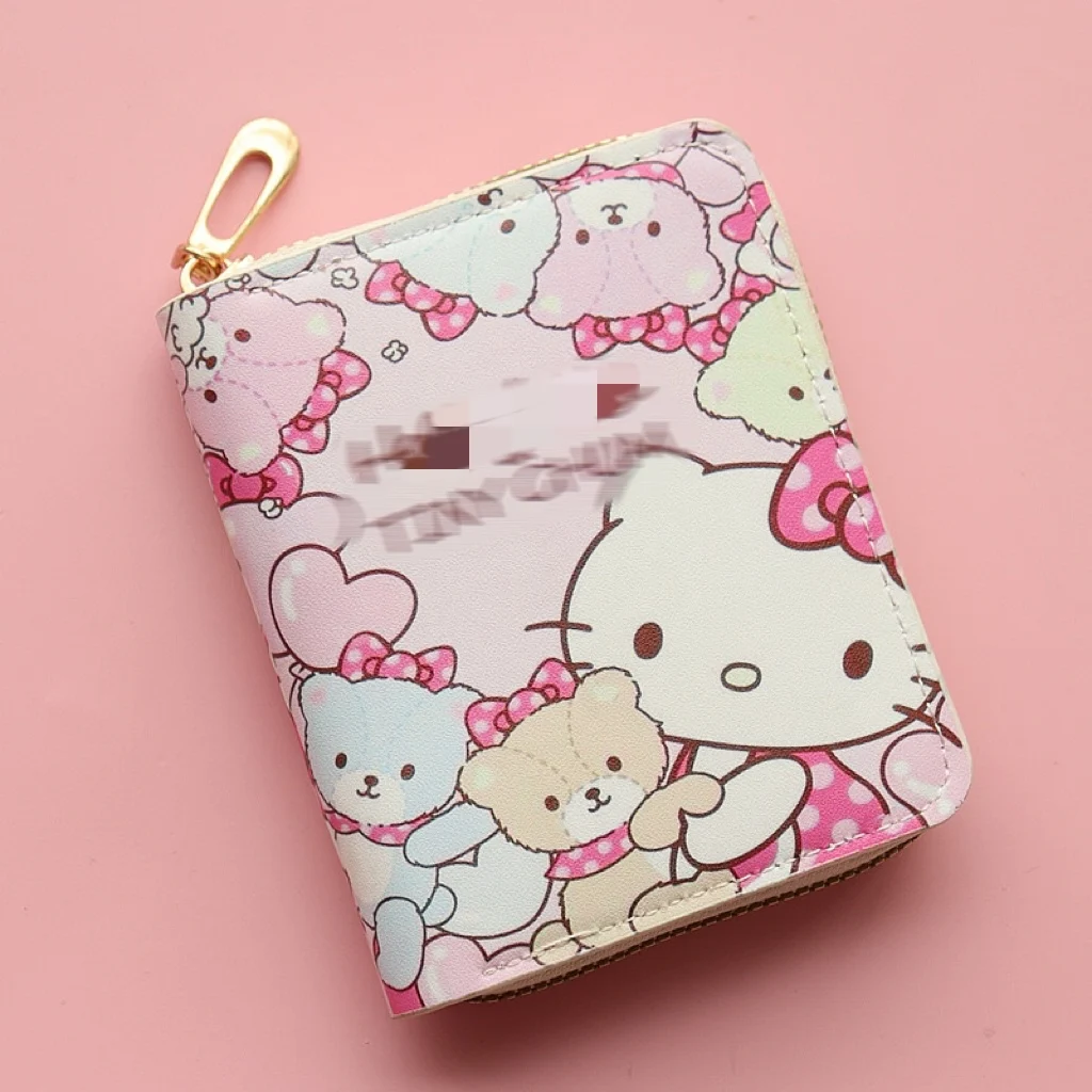 HL Wholesale Cartoon Wallets Custom Hello KT Coin Bag Pu Leather Mini Coin Purse Card Cash Holder Zipper Ladies Portable Purse