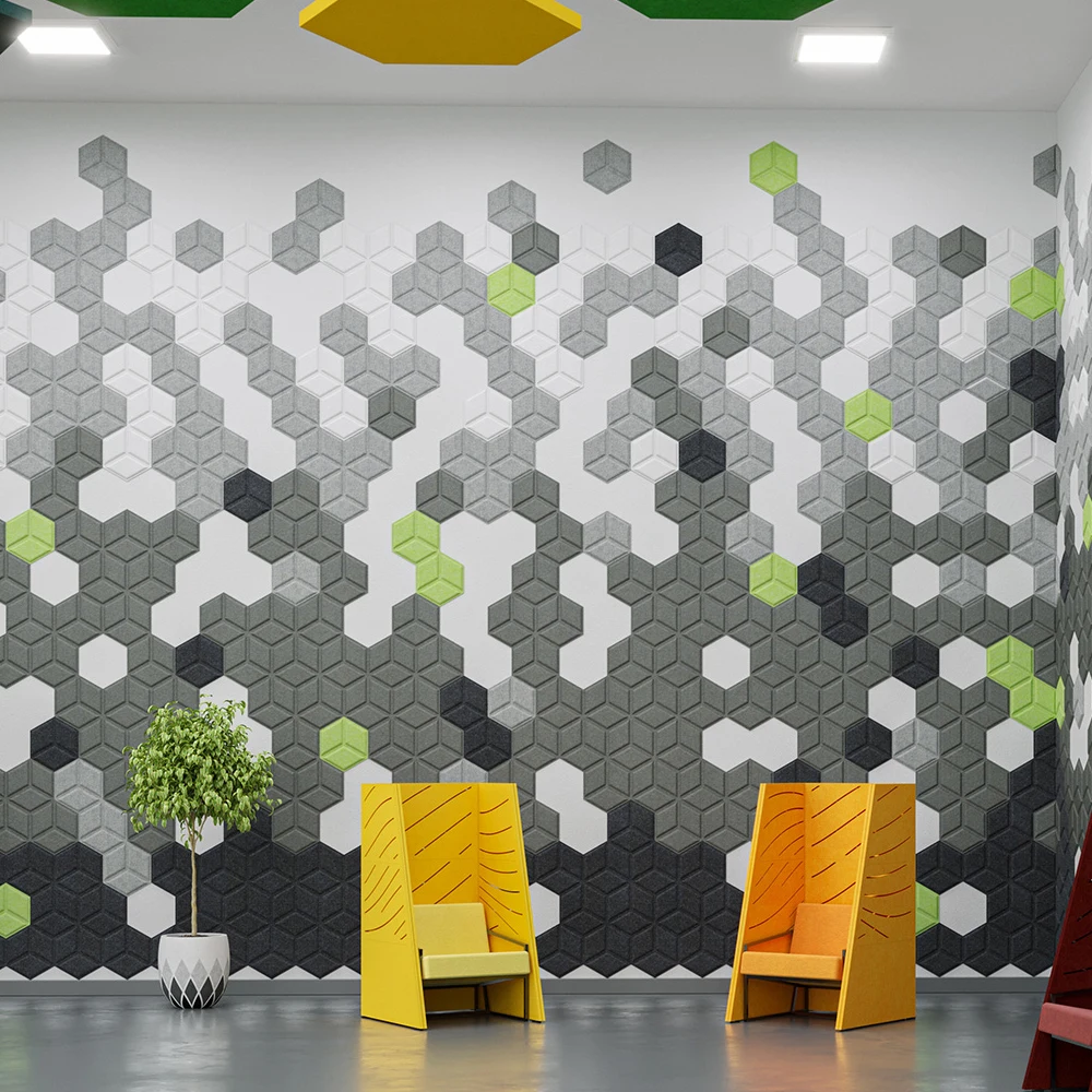 Noise Control Material Recycle Polyester Felt Polyester Sound Absorbing PET Acoustic Panel Acoustic Ceiling Panel