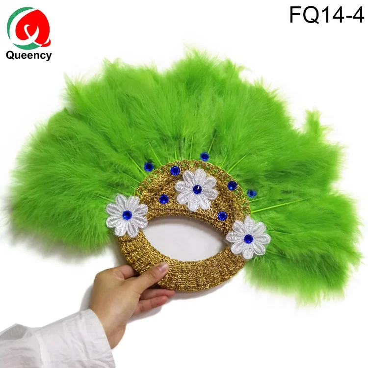Queency African women party hand fan ostrich feathers for wedding  decorative hand fans