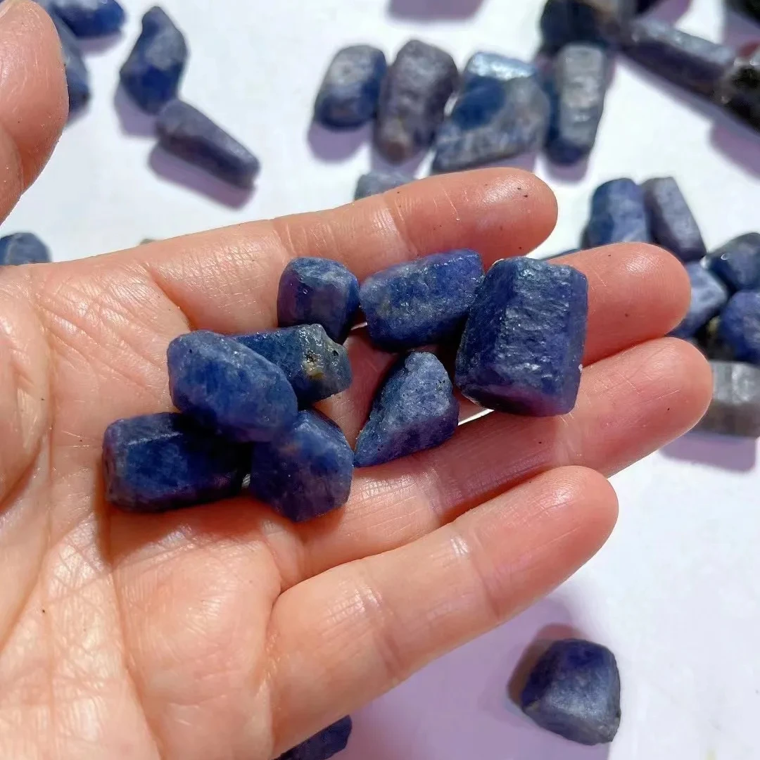 Wholesale natural crystal healing semi precious gemstone rough uncut blue corundum for jewelry making