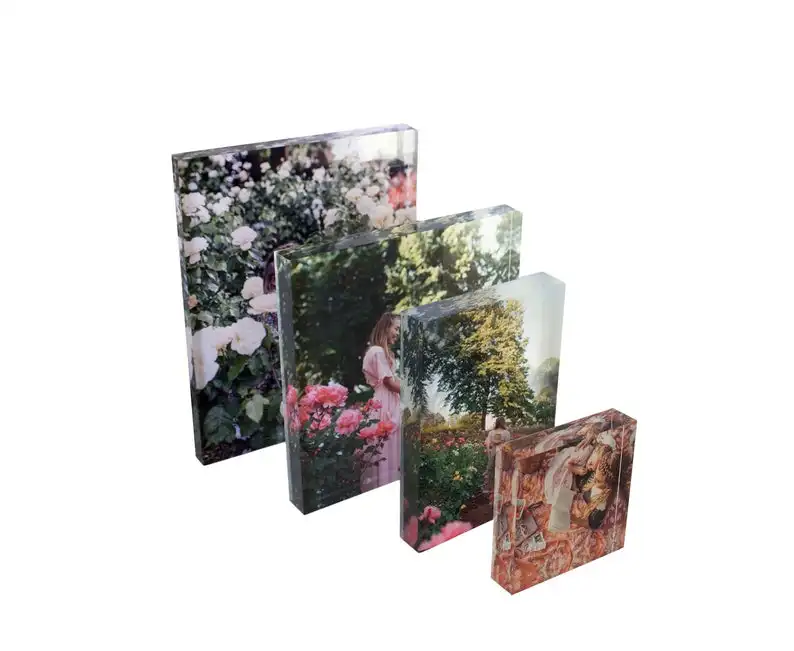 Clear Magnetic Acrylic Picture Frames block Factory wholesale Custom tabletop acrylic Photo Frame acrylic block frames picture