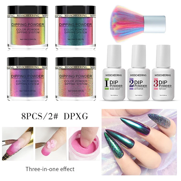 
Misscheering Dipping Powder Brush Set Manicure Nail Art Holographic Powder Glitter Nail Art Pigment DIY Nail Art Decoration 