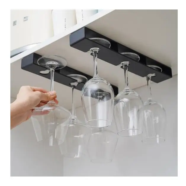 Kitchen Under Cabinet Free Punching Holder Wine Glass Rack Multi-function Classification Stemware Glass Cup Hanging Holder