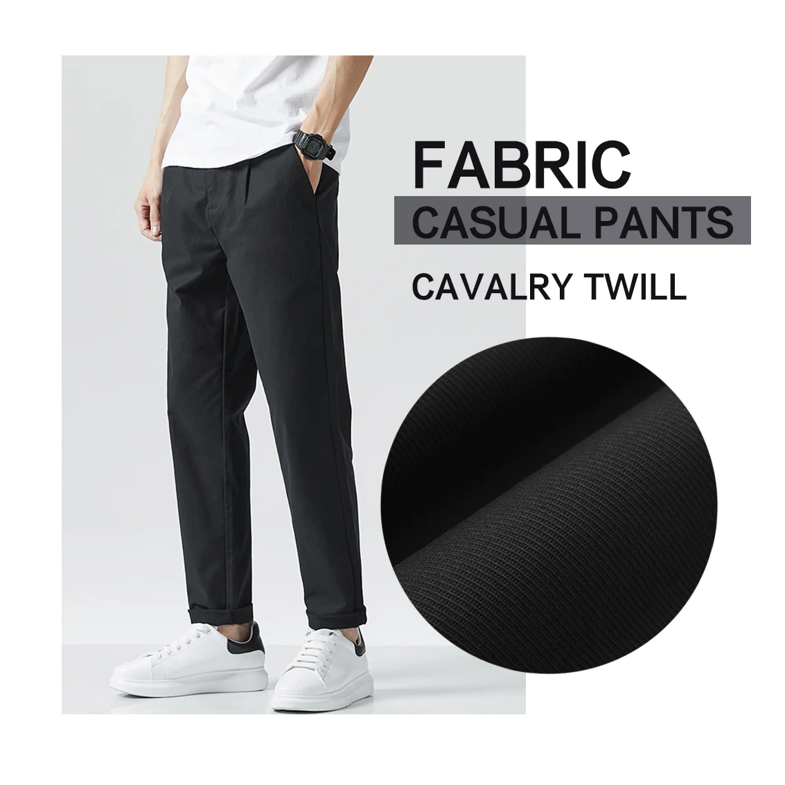 255gsm High Density Winter Thick Spandex Cotton Polyester Stretch Cotton Cavalry Twill Stocklot Fabric Textile Cotton For Pants