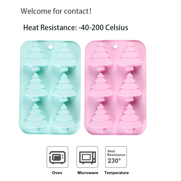Low MOQ 3D 6 Cavity Tree Shape Silicone Candy Mould Christmas Silicone Gummy Moulds For Baking