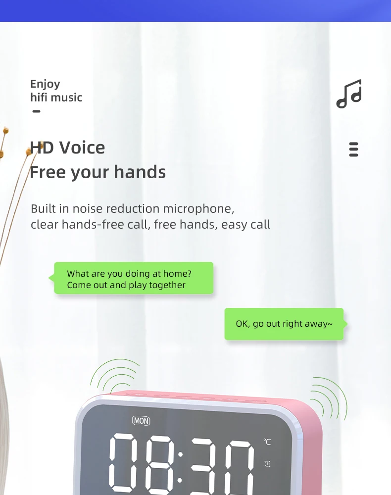 Multifunction Smart Table Clocks With Voice Prompt Mini Speaker Bluetooth High Quality Bluetooth Speaker Outdoor