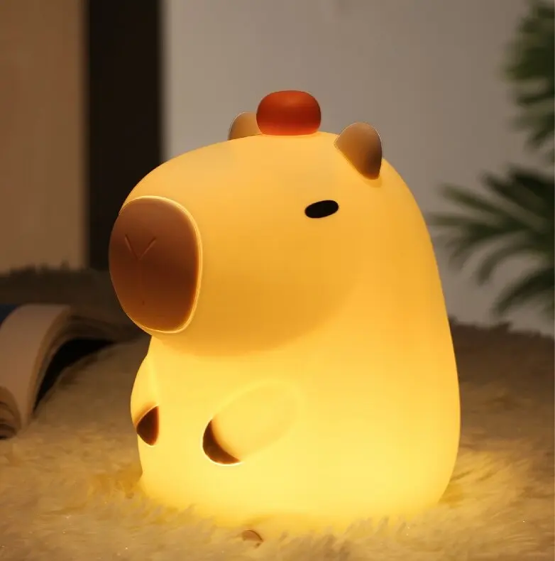 Modern USB Touch Control Mini Cartoon Capybara Night Light Rechargeable LED Light Source for Baby Children