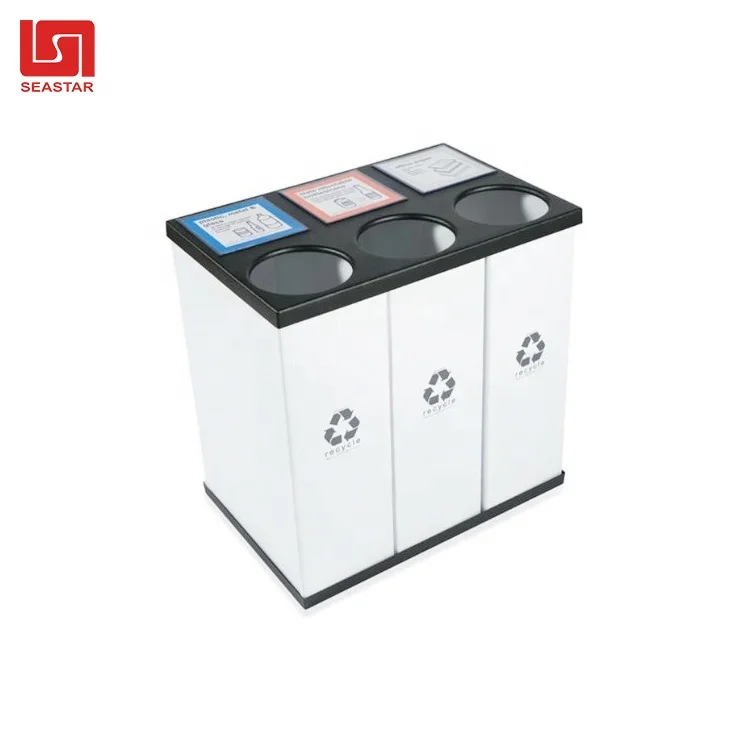 Recycling Bin 3 Compartments PP Hollow Sheet Plastic Corflute Coroplast Garbage Separation Box Indoor Poly Coroplast Trash Can