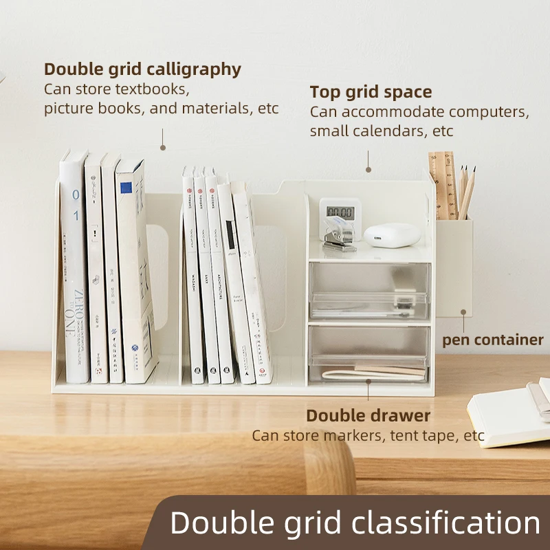Student bookshelf storage Storage box Bookshelf desktop with drawer bookshelf storage rack