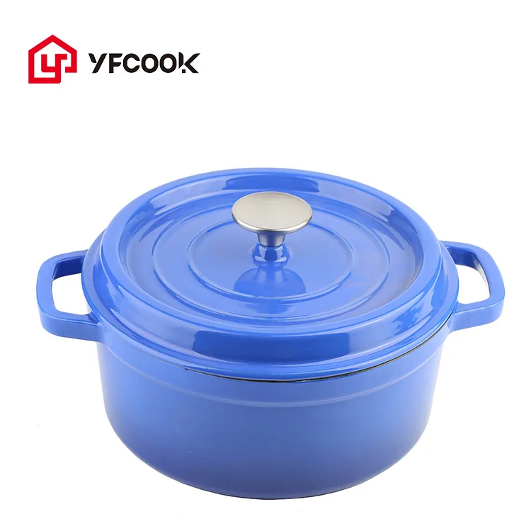 Hot Sale 10/16/20/22/24/26/28CM Sky Blue Dutch Oven Food Warmer Set Casserole Enameled Cast Iron Casserole Dish
