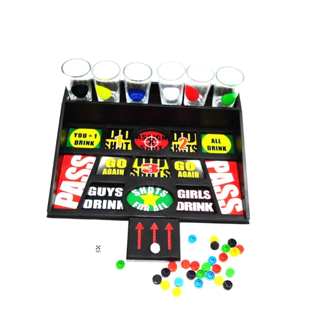 Wholesale Custom Classic Tabletop Drinking Game 6 Shot Glasses Chips Colored Adults Party Game Set