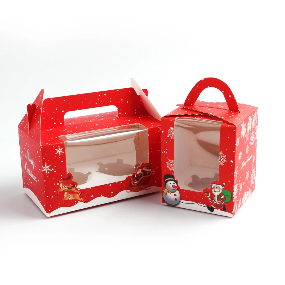 Ready Stock Merry Christmas Cupcake Cookie Macaron Bakery Cake Christmas Gift Box Packaging Boxes ZWith Insert