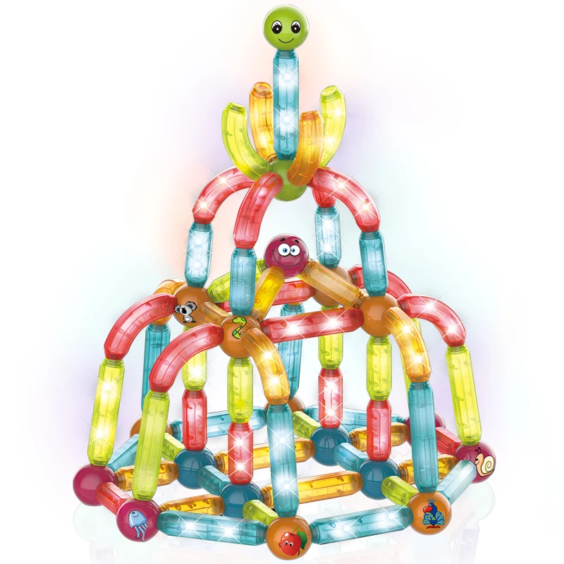 Light Magnetic Bar Blocks 102pcs Creative Magnet Stick Blocks Large Light Magnetic Rods Building Blocks