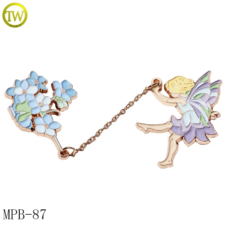 Custom letter badge pins clothing decorative name pin tags matte silver garment accessory metal butterfly label for promotion