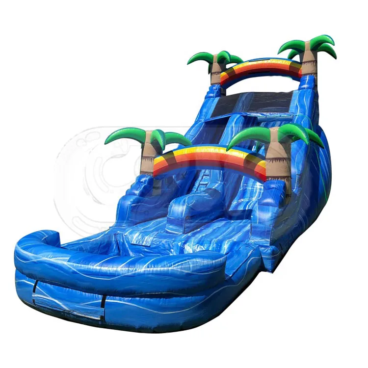
inflatable animal coconut tree shape falls 16 ft tropical paradise water slide inflatable palm tree pool screamer surf slide 
