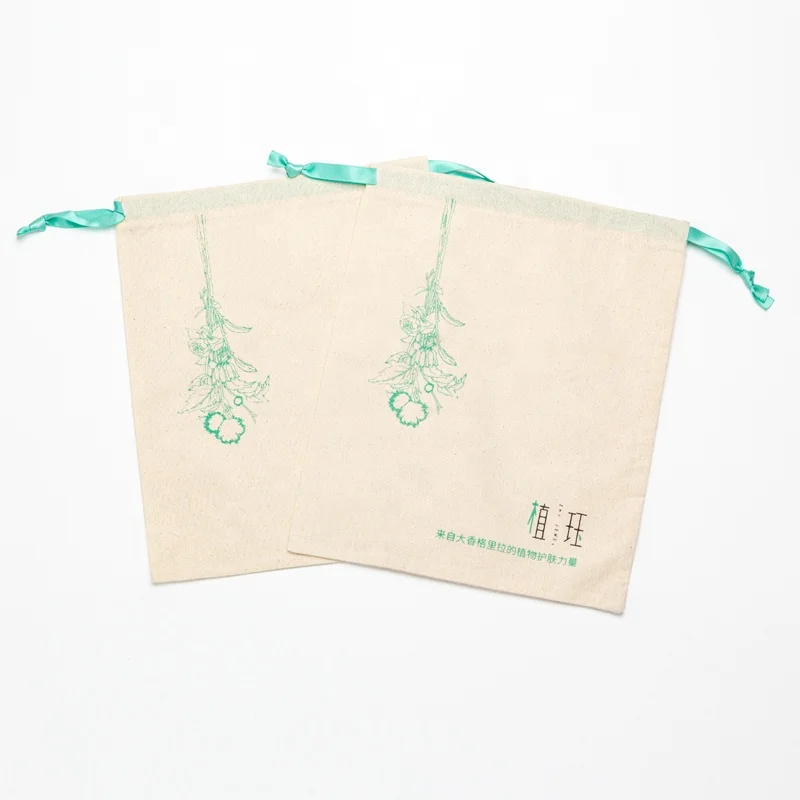 High Quality Recyclable 100% Cotton Bag With Customized Logo On The Label For Double Rope Dust Bag Garment Packaging