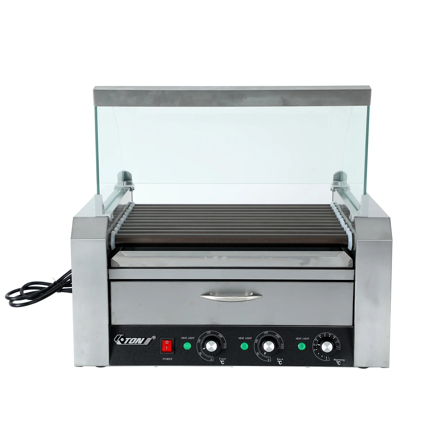 Commercial Hot Dog Roller with warming showcase Stainless SteelSausage Roller for party Camping Cooking Hot Dog Grill Machine