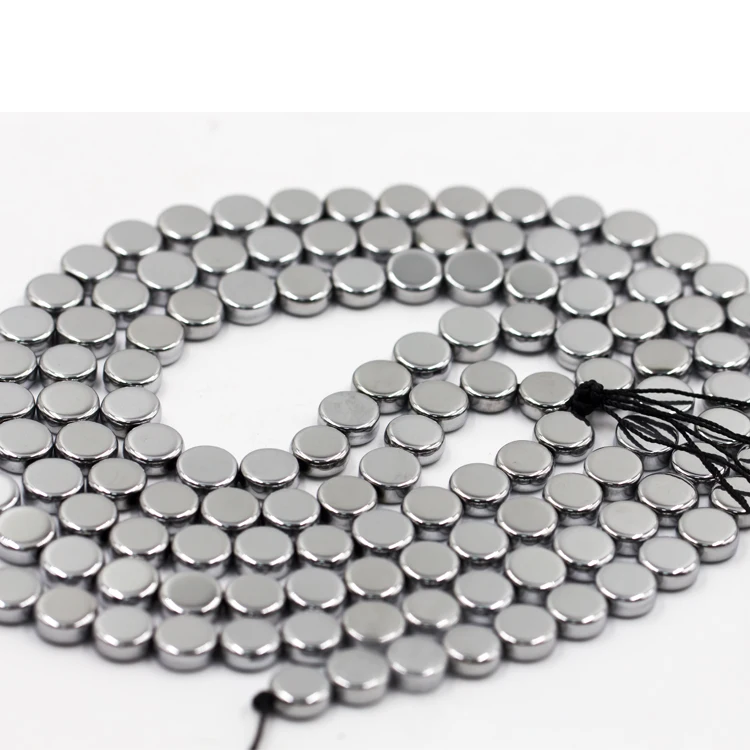 Magnetic hematite beads natural hematite stone beads coin shape hematite flat beads for jewelry making