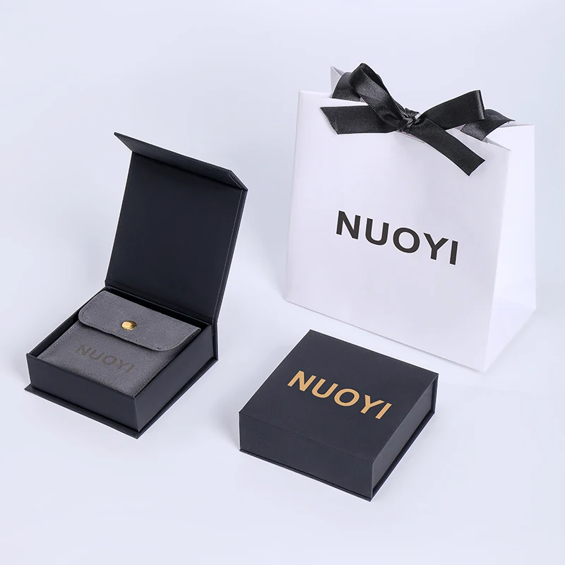 Custom Recyclable Magnetic Jewelry Set Box And Bag Personalized Paper Packaging Drawer Cardboard Jewelry Boxes with Pouch Bag