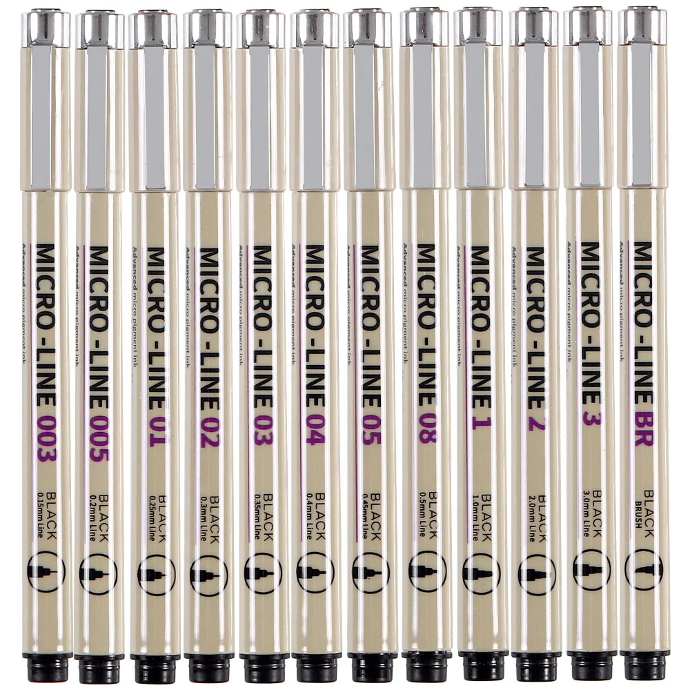 Permanent Fine Tip Pens Set of 12 Black Fineliner Ink Pens Fine Point  Pen Waterproof  Markers