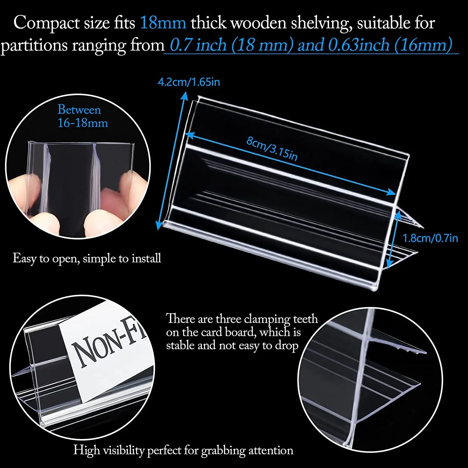 Plastic Price Tag Holder and Wood Shelf Label Holder