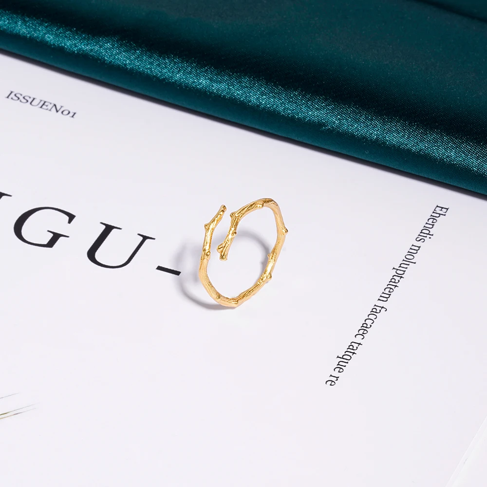 Newest Wholesale Jewelry 925 Sterling Silver 18K Gold Plated Irregular Tree Branch Dendritic Adjustable Open Rings For Women