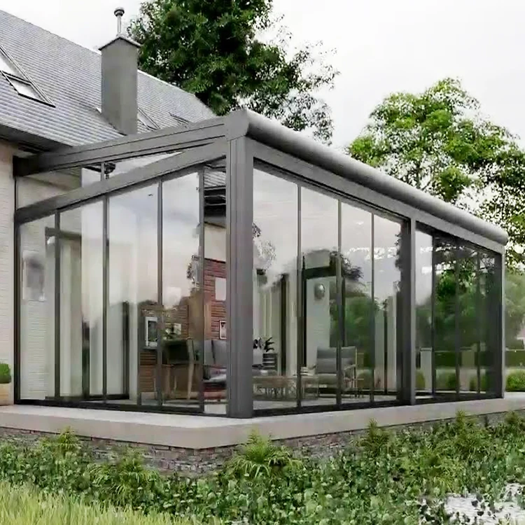 gazebo aluminum frame retractable awning roof sliding tempered insulated glass greenhouse sunroom houses