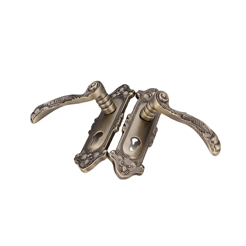 Zinc alloy luxury door handles lock antique bedroom wooden door handle household door lock