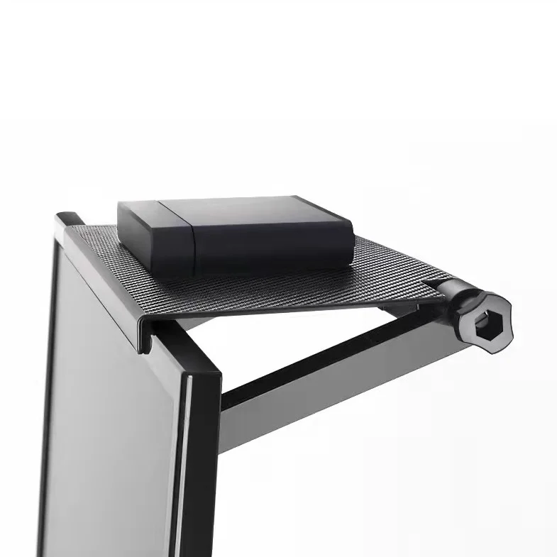 Custom Black Plastic Storage Stand Bracket 2 Legs Adjustable Screen TV Monitor Top Shelf