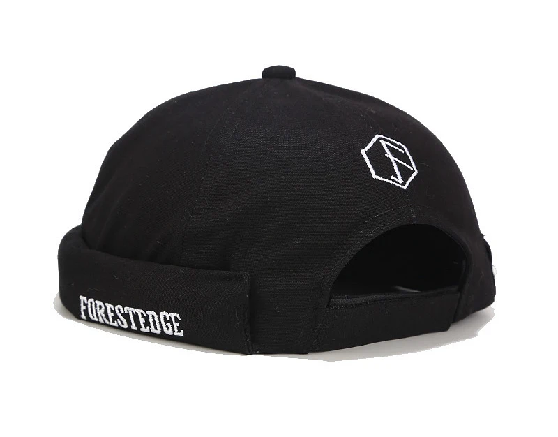 Free shipping custom logo skull  brimless caps instock wholesale denim cotton docker sailor hat soft woven brimless cap