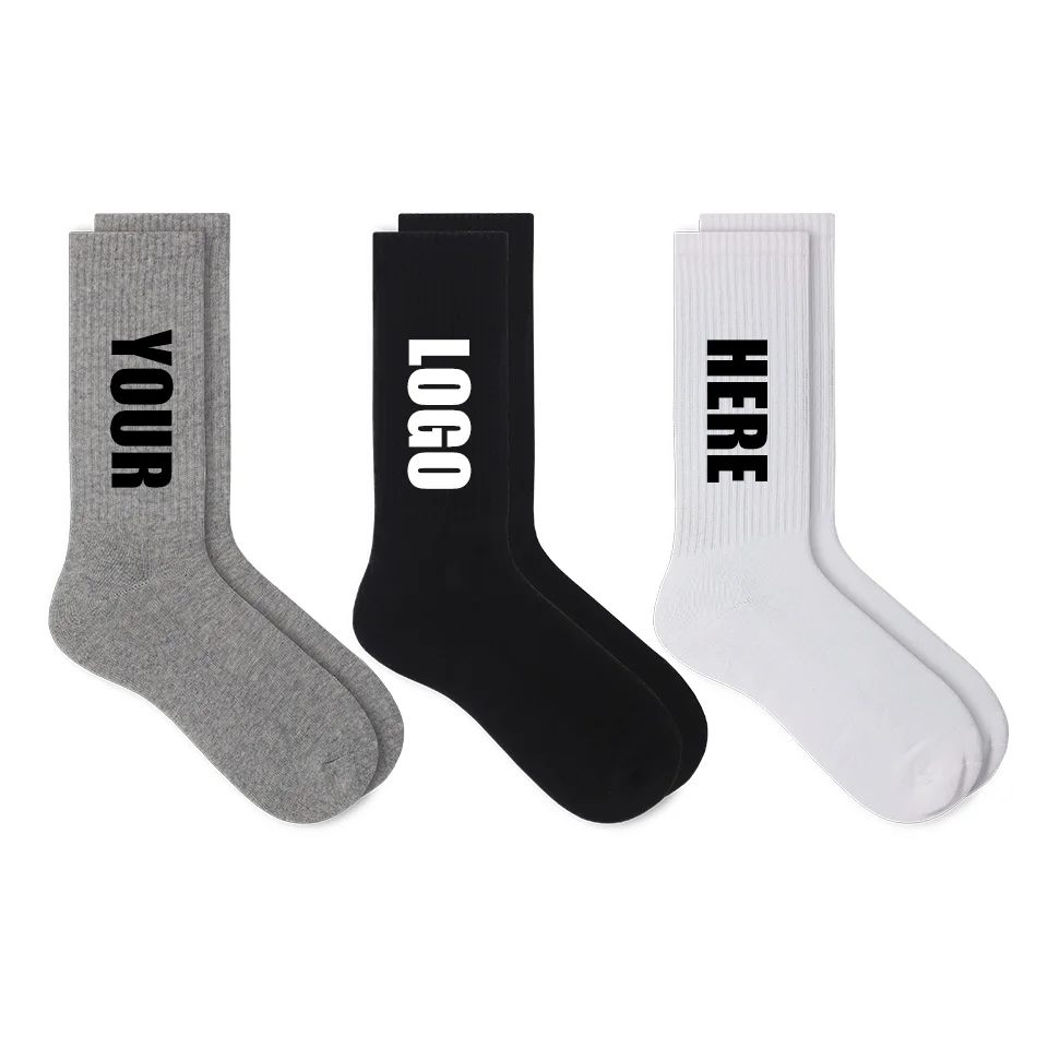 High Quality Low Moq Custom Logo Solid Socks Custom Colorful Men 100%Cotton Crew Socks