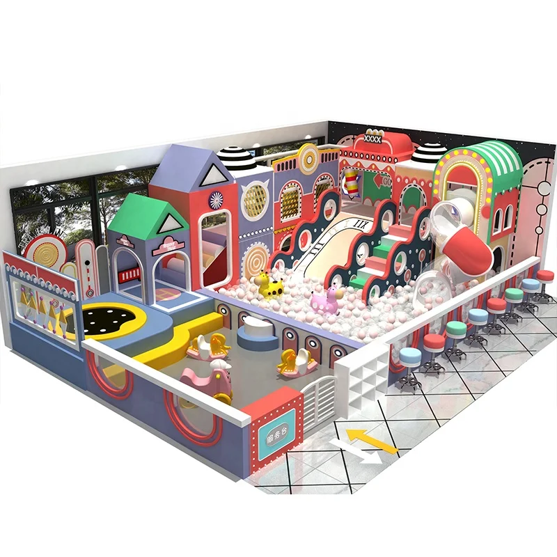 Business Custom Kids Naughty Castle Soft Play Set Amusement Park Play Center Children Game Playhouse Plastic Indoor Playground
