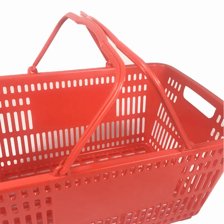 Shop good quality handle  plastic supermarket shopping basket for store