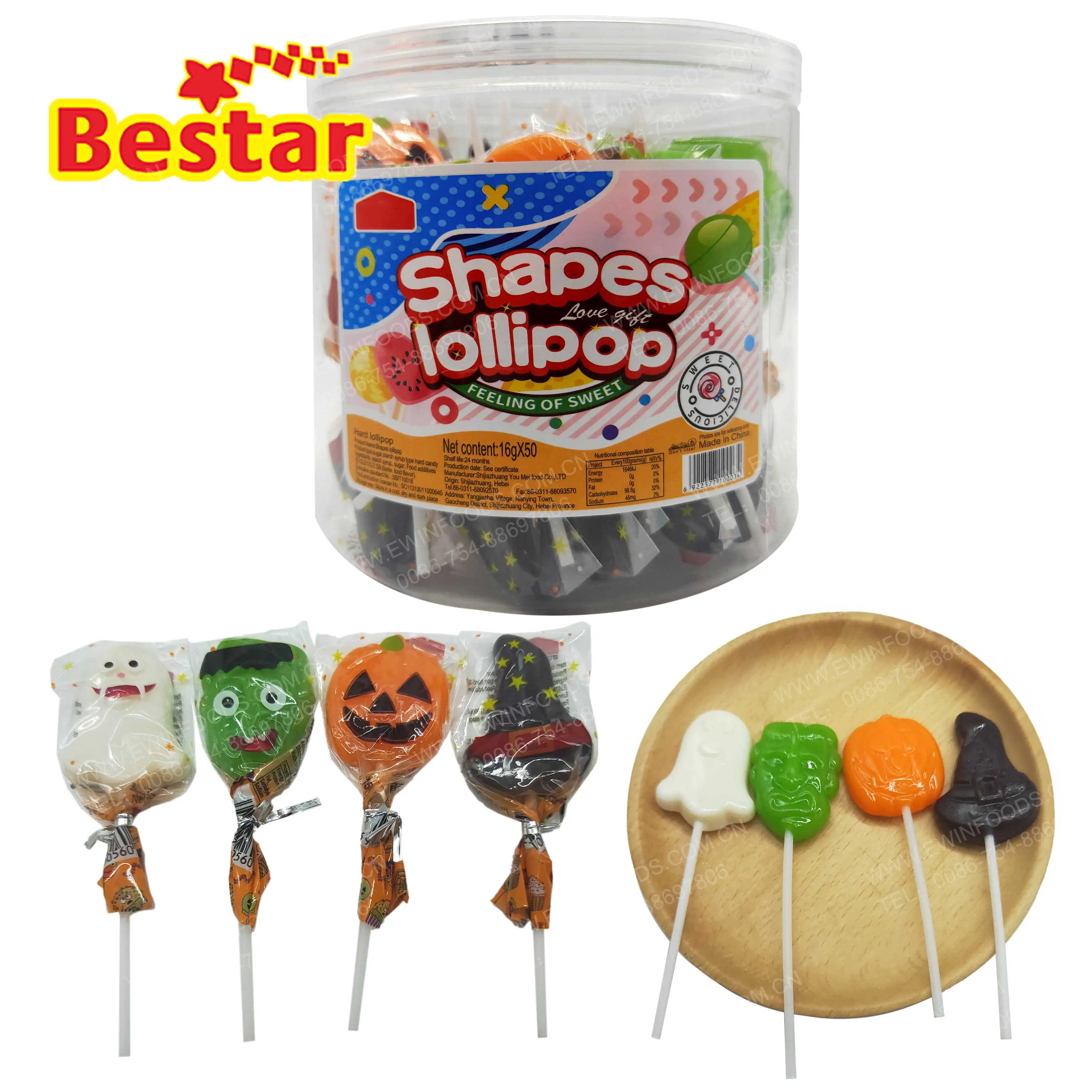 lollipop halloween hard candy jack-o-lantern devil lollipop oem candy supplier