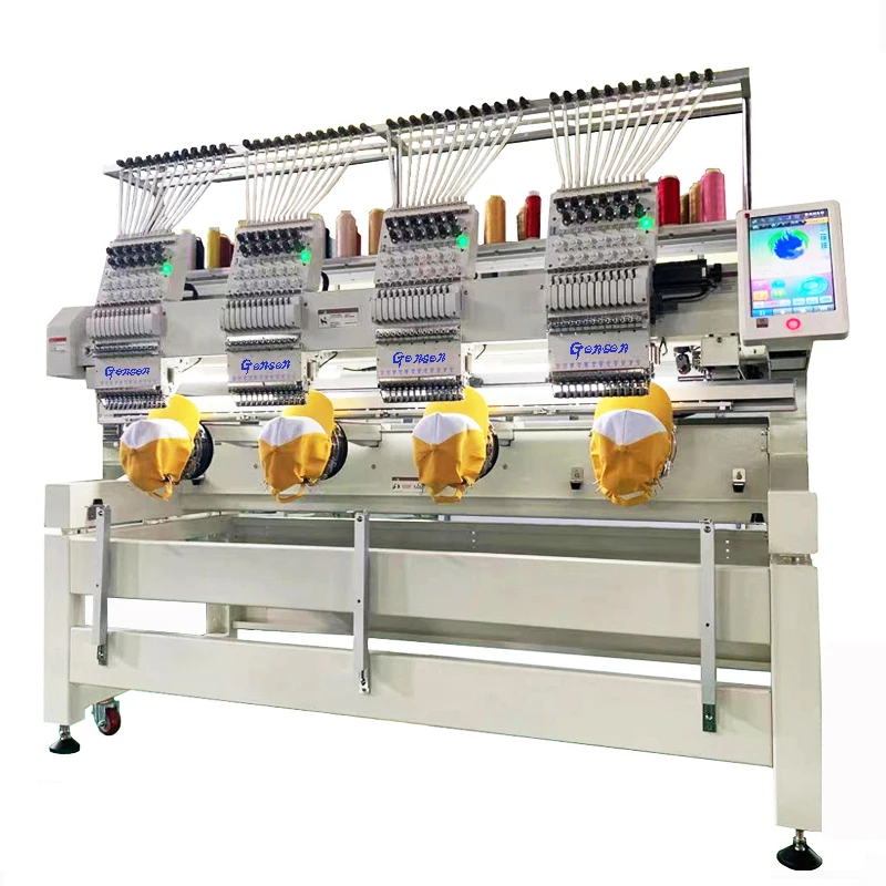 industrial 4 heads flat fabric cap design logo making computerized embroidery machines for beading pearl sequin cording