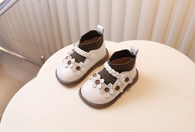 Kids Breathable Flower Pu Leather Flats Out Shoes Summer Dress Shoes Children Girls Bright School Shoes